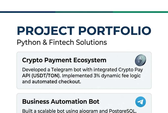 develop a custom python telegram bot for your business automation
